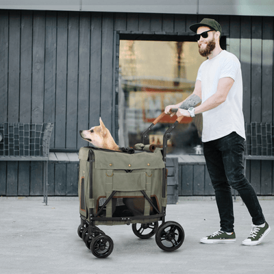 Ibiyaya Pet Pram Ibiyaya Gentle Giant Pet Wagon Dog Cat Pram Carrier, Army Green