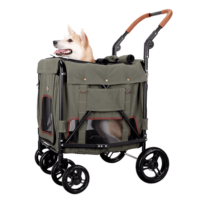 Extra Wide Leopard Skin 3 Wheels Pet Dog Cat Stroller with Raincover