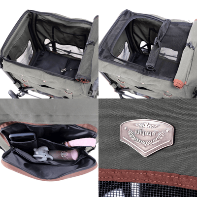Ibiyaya Pet Pram Ibiyaya Gentle Giant Pet Wagon Dog Cat Pram Carrier, Army Green