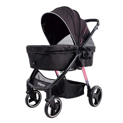 Ibiyaya Pet Pram Retro Luxe Pet Stoller for Cats & Dogs Up to 35Kg, Prism Black