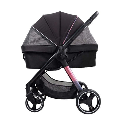Ibiyaya Pet Pram Retro Luxe Pet Stoller for Cats & Dogs Up to 35Kg, Prism Black