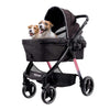 Ibiyaya Pet Pram Retro Luxe Pet Stoller for Cats & Dogs Up to 35Kg, Prism Black