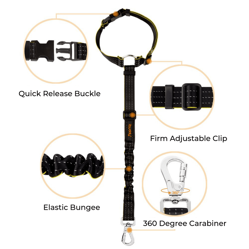 iBuddy Car Travel iBuddy Dog Seat Belt for Cars, Headrest Restraint with Locking Carabiner