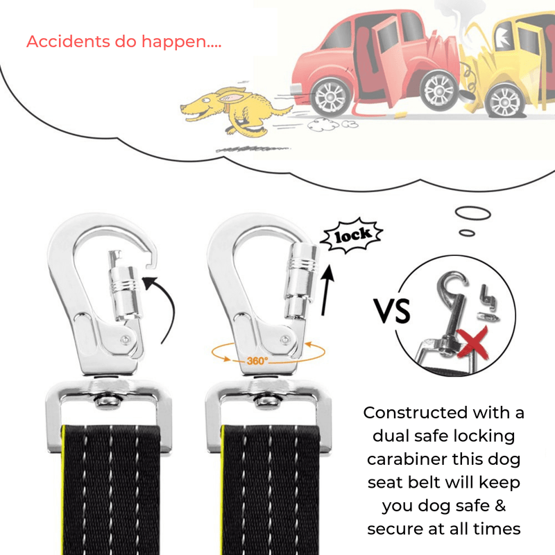 iBuddy Car Travel iBuddy Dog Seat Belt for Cars, Headrest Restraint with Locking Carabiner
