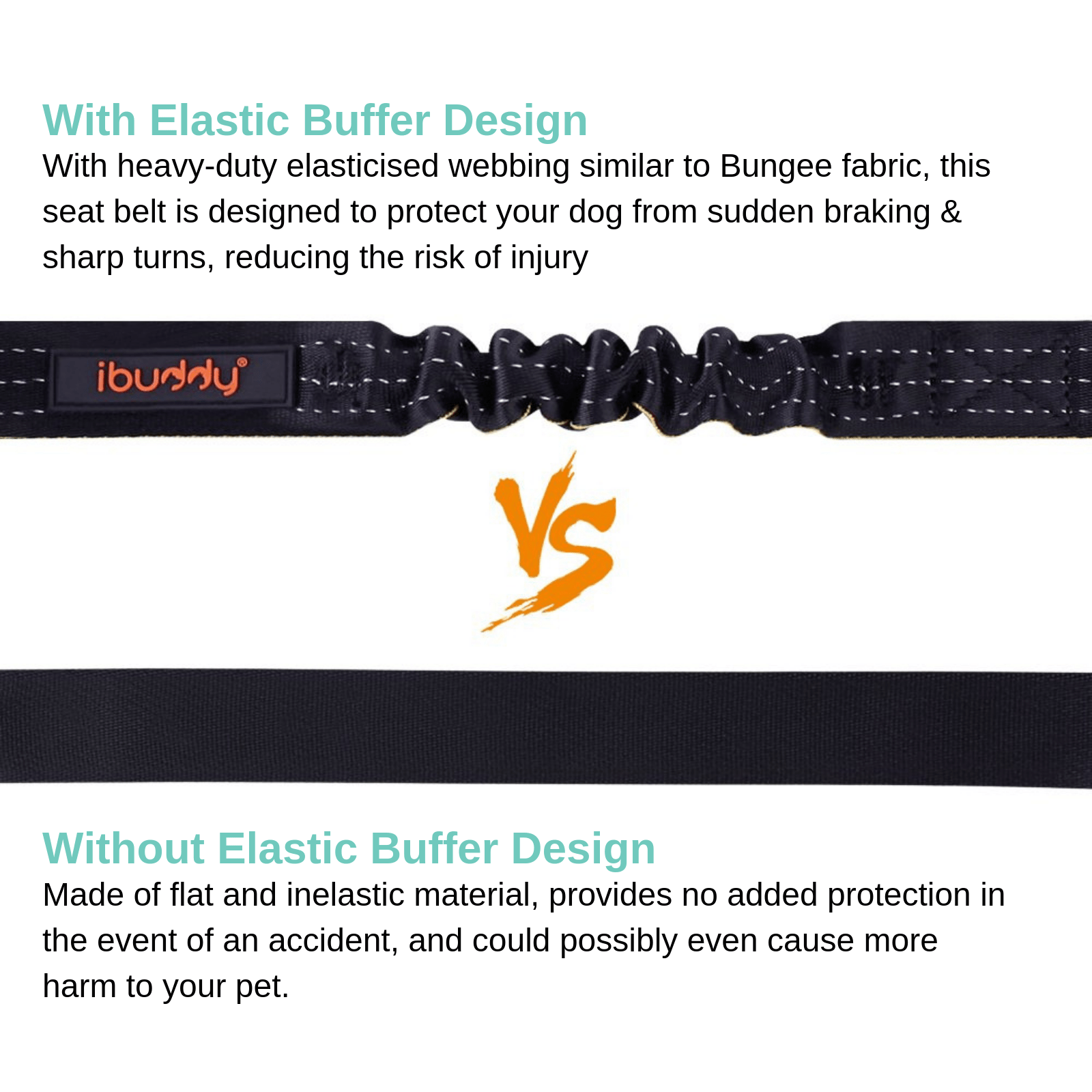 iBuddy Car Travel iBuddy Dog Seat Belt for Cars with Locking Carabiner