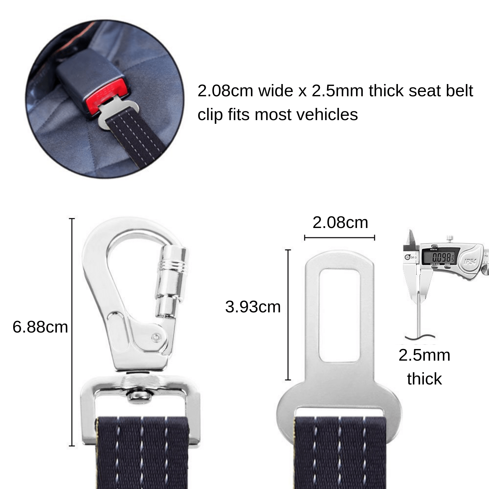 iBuddy Car Travel iBuddy Dog Seat Belt for Cars with Locking Carabiner