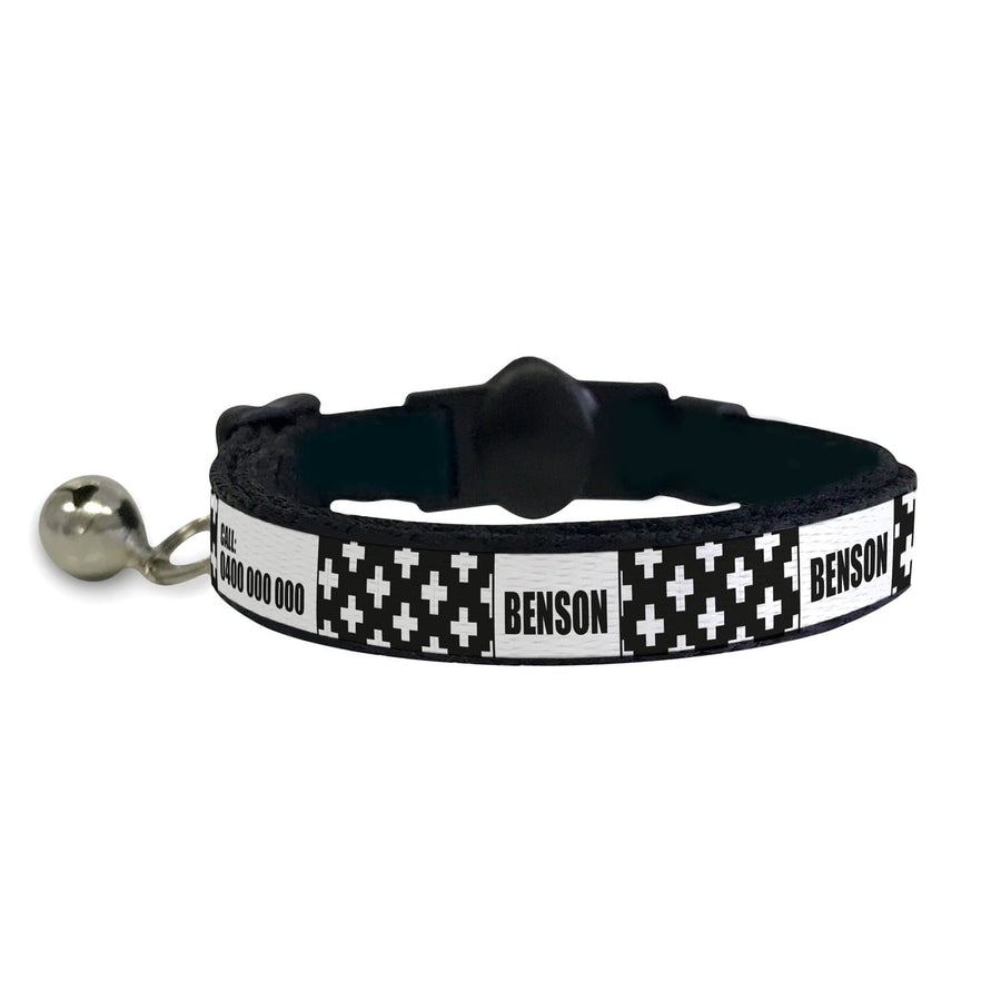 ID Pet Cat Collar Personalised Cat Collar - Monochrome Cross