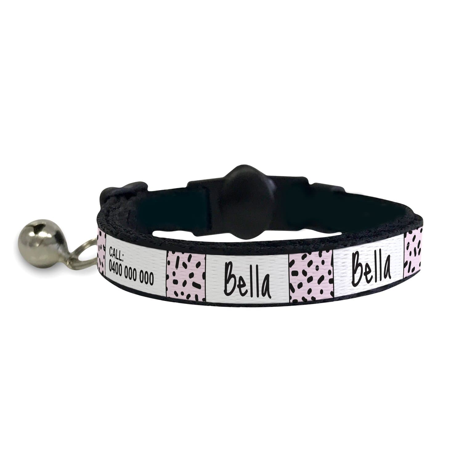 ID Pet Cat Collar Personalised Cat Collar - Squiggle Pink