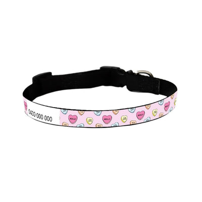 ID Pet Dog Collar Small (31-41cm) Personalised Dog Collar - Candy Hearts