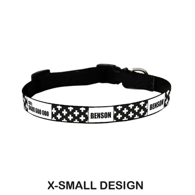 ID Pet Dog Collar X-Small (20-31cm) Personalised Dog Collar - Monochrome Cross