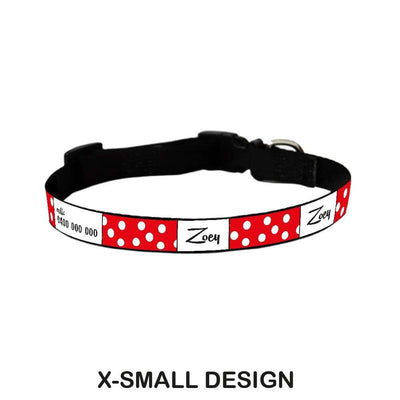 ID Pet Dog Collar X-Small (20-31cm) Personalised Dog Collar - Spots Red