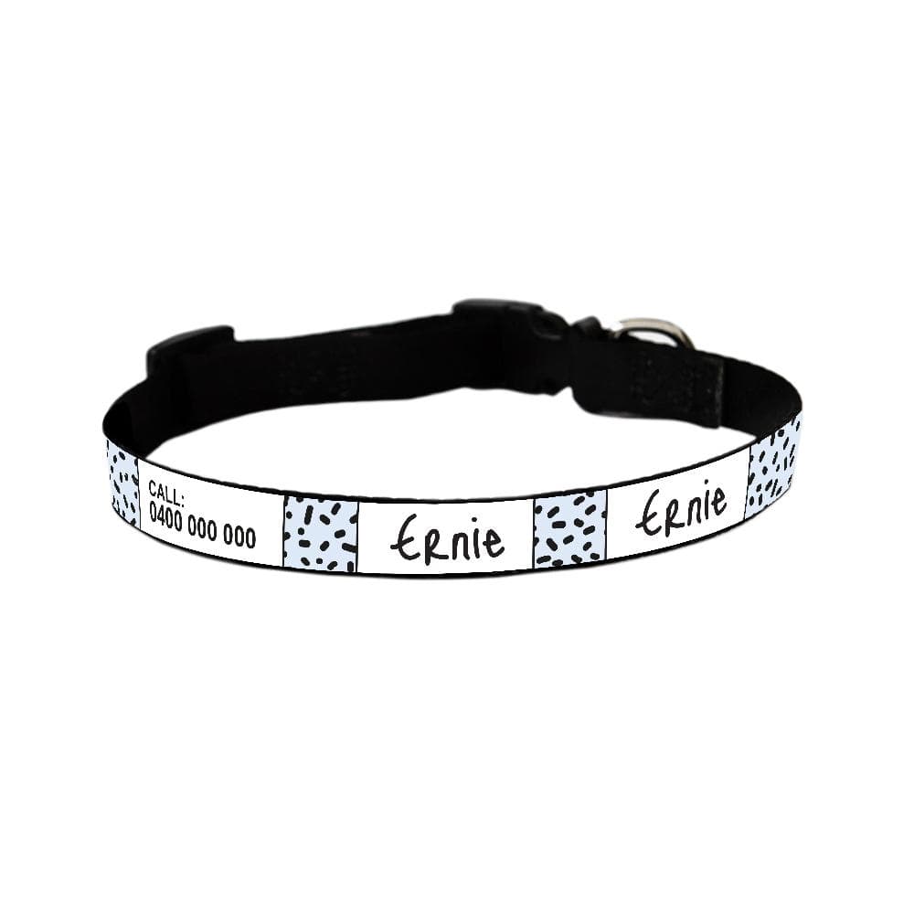 ID Pet Dog Collar X-Small (20-31cm) Personalised Dog Collar - Squiggle Blue