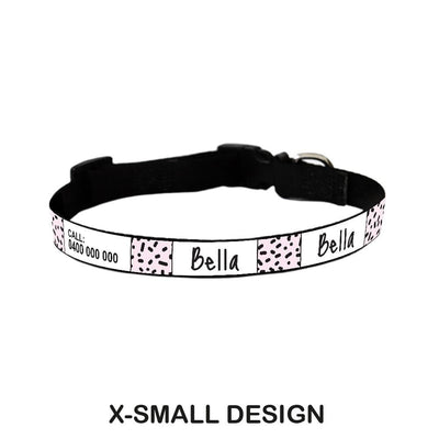 ID Pet Dog Collar X-Small (20-31cm) Personalised Dog Collar - Squiggle Pink