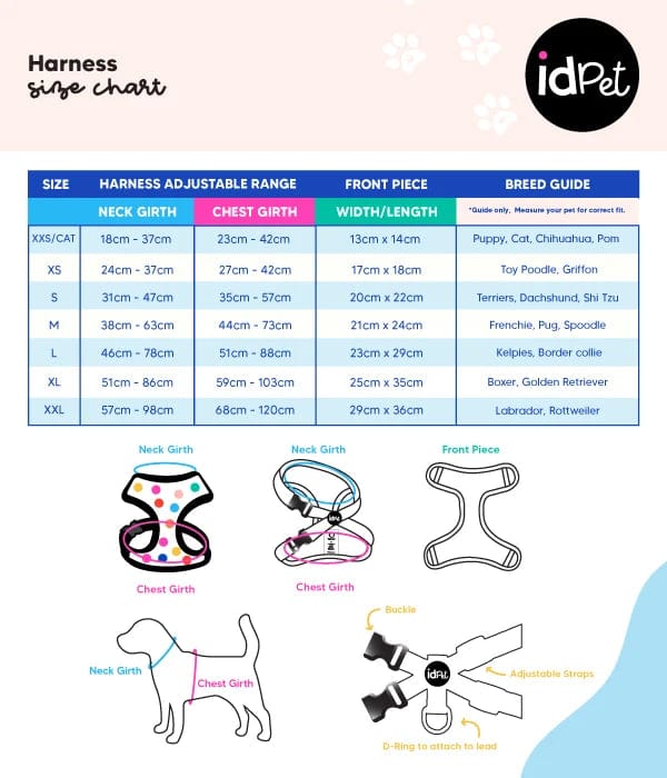 ID Pet Pet Harness Personalised Pet Harness - Picnic Time