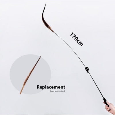 Linslins Cat Toy Super Long Cat Teaser Wand with Silvervine & Natural Pheasant Feathers