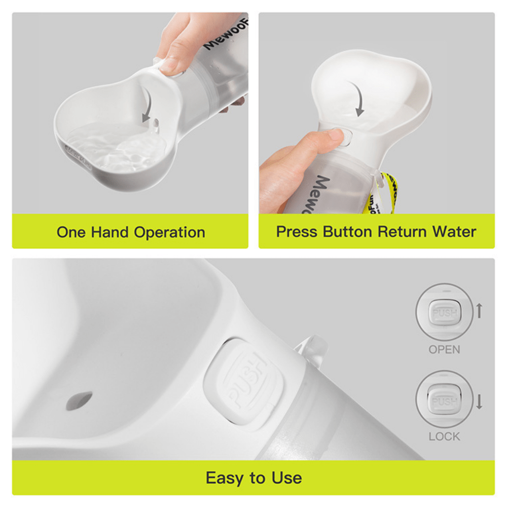 Mewoofun Pet Bowl Mewoofun Dog Water Bottle With Built-in Pet Poop Bag Dispenser