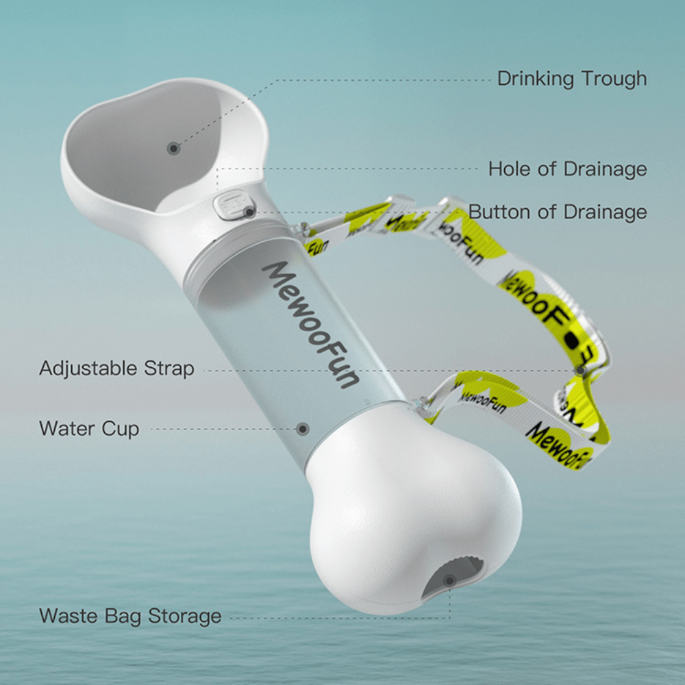 Mewoofun Pet Bowl Mewoofun Dog Water Bottle With Built-in Pet Poop Bag Dispenser