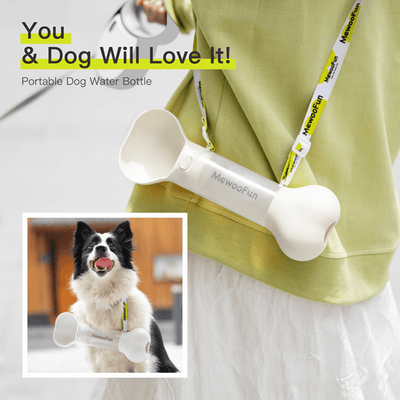 Mewoofun Pet Bowl Mewoofun Dog Water Bottle With Built-in Pet Poop Bag Dispenser