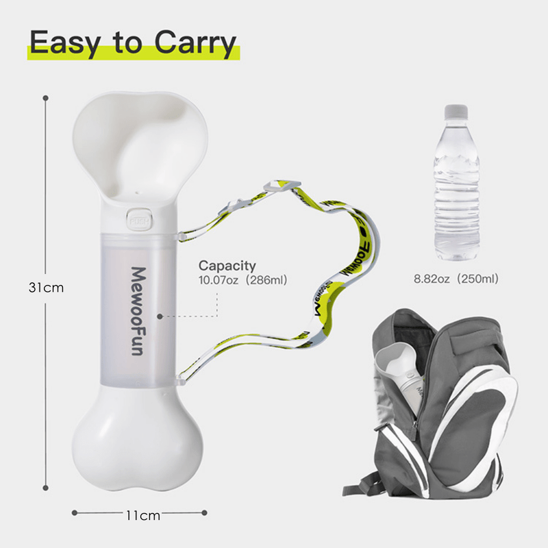 Mewoofun Pet Bowl Mewoofun Dog Water Bottle With Built-in Pet Poop Bag Dispenser