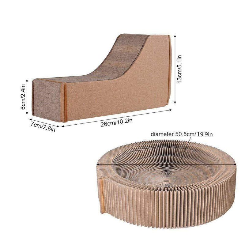 Cat Scratcher Collapsible Lounge, Round Scratching Board & Bed Modern
