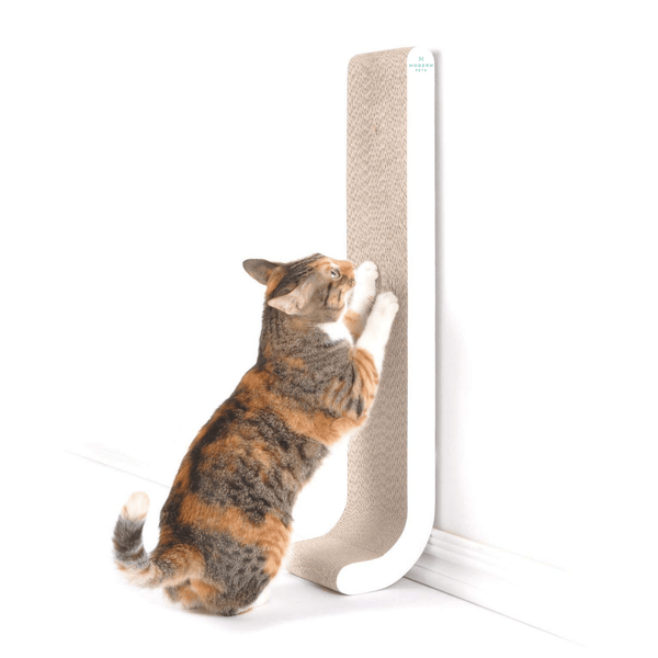 Wall Mounted Cat Scratch Post Cardboard Scratcher White Modern