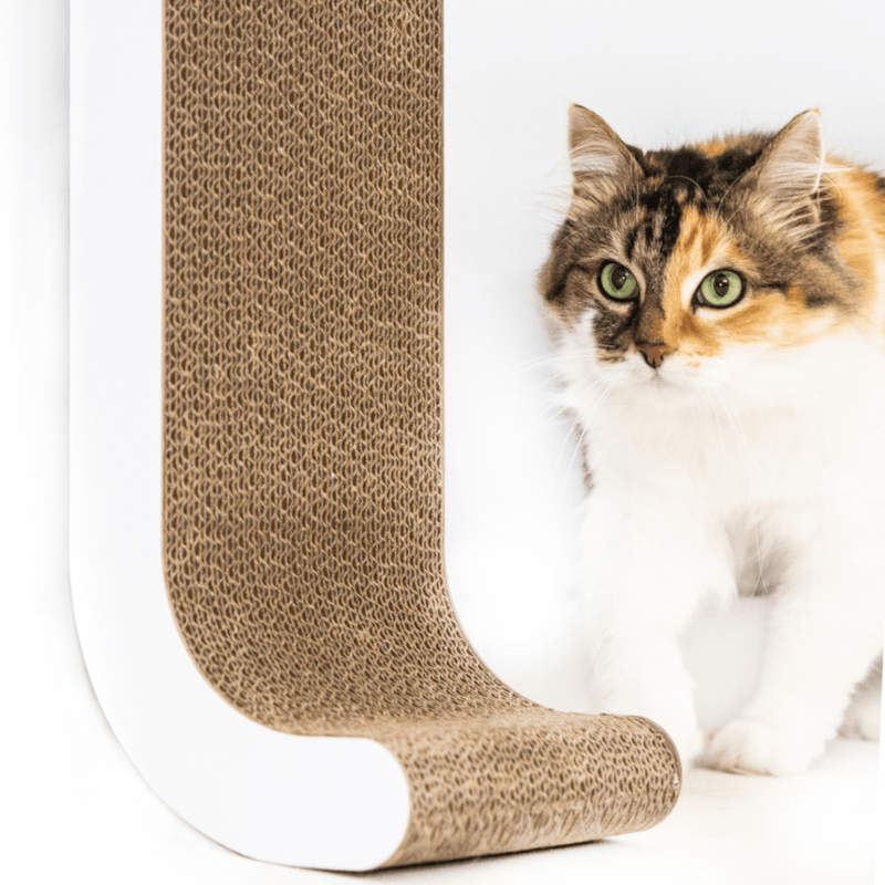 Modern Pets Cat Scratcher Wall Mounted Cat Scratch Post, Cardboard Scratcher, White