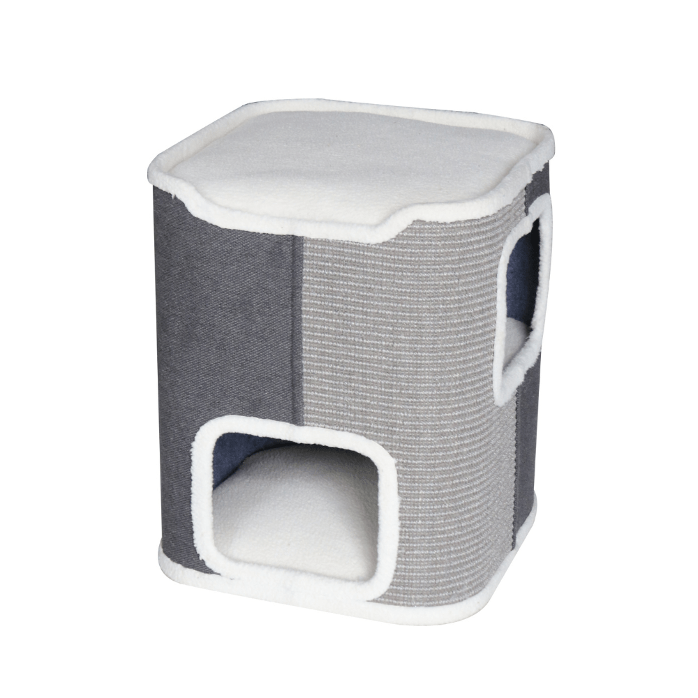 Dual Level Cat Condo with Sherpa Lining Modern Pets