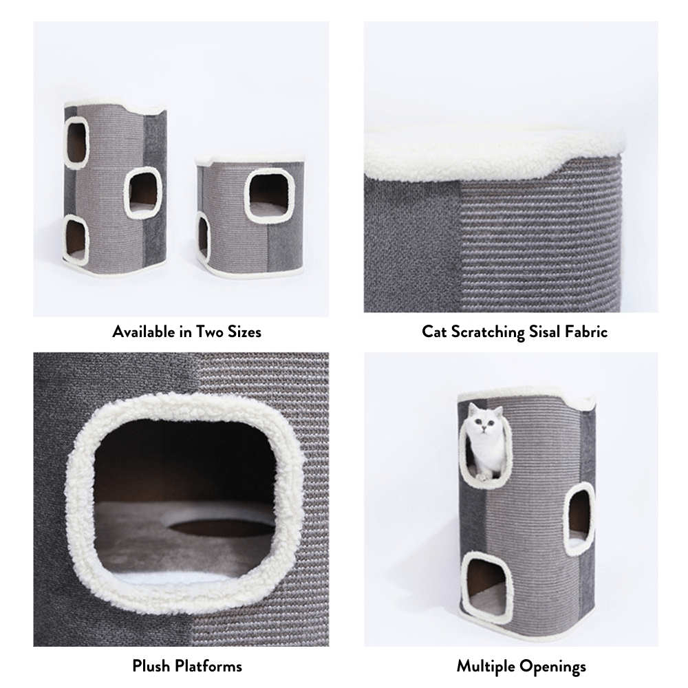 Modern Pets Cat Tree 3-Floor Elevated Cat Condo With Sisal Scratcher