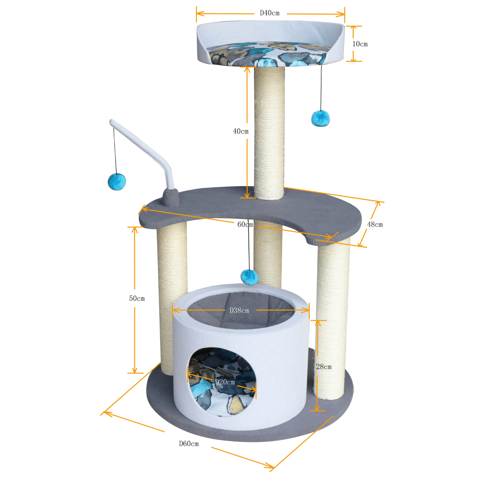 3 Platform Pop of Color Modern Cat Tree Modern Pets