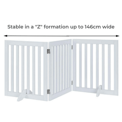 Modern Pets Containment Three Panel Freestanding Dog Gate, White