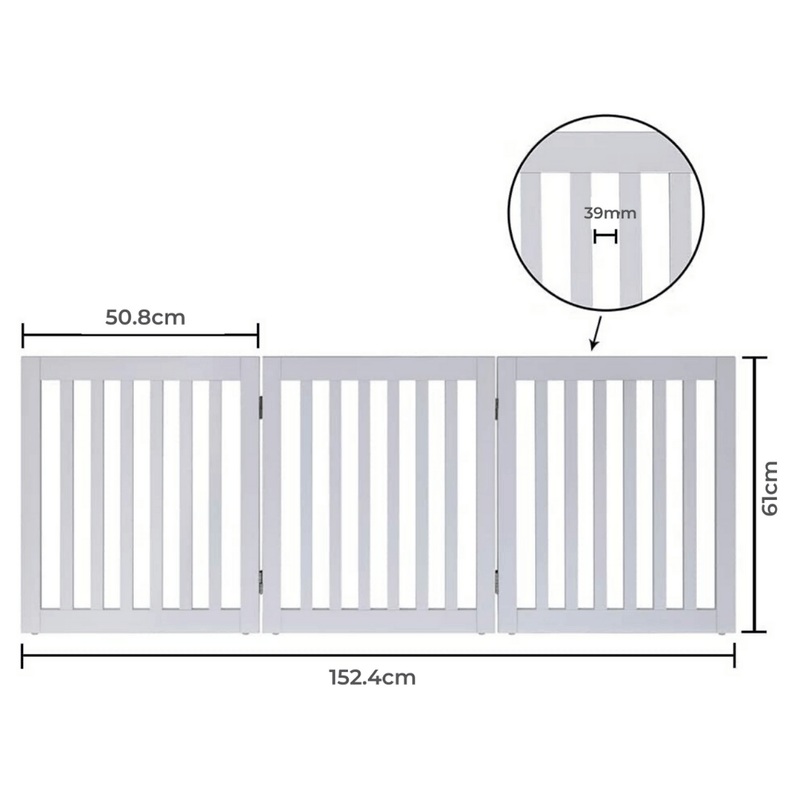 Modern Pets Containment Three Panel Freestanding Dog Gate, White