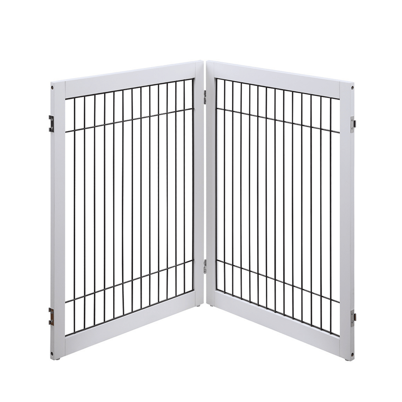 Modern Pets Containment Wooden Dog Pen and Pet Gate Two-Panel Extension, White