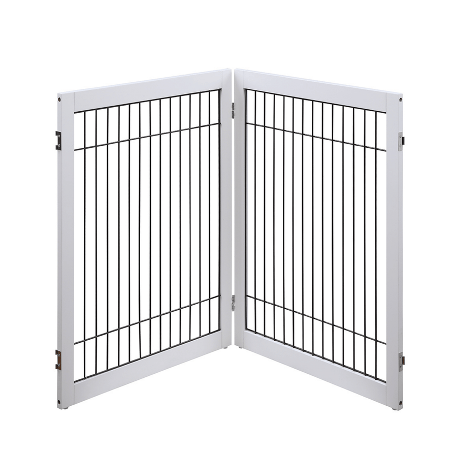 Modern Pets Containment Wooden Dog Pen and Pet Gate Two-Panel Extension, White