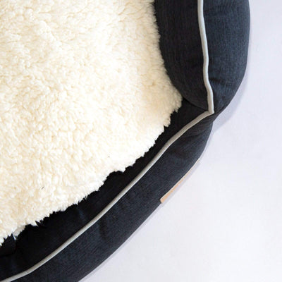 Modern Pets Dog Bed Round Dog Bed, Charcoal & Faux Sherpa