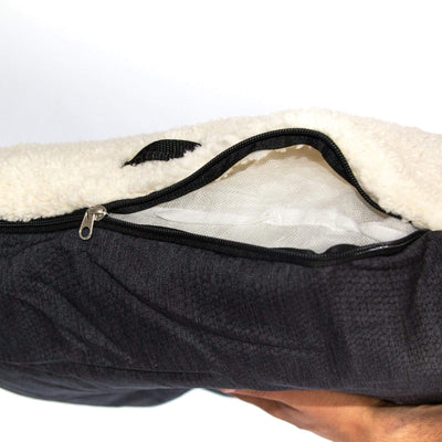 Modern Pets Dog Bed Round Dog Bed, Charcoal & Faux Sherpa