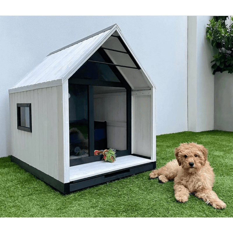Nordic Modern White Dog House & Timber Kennel