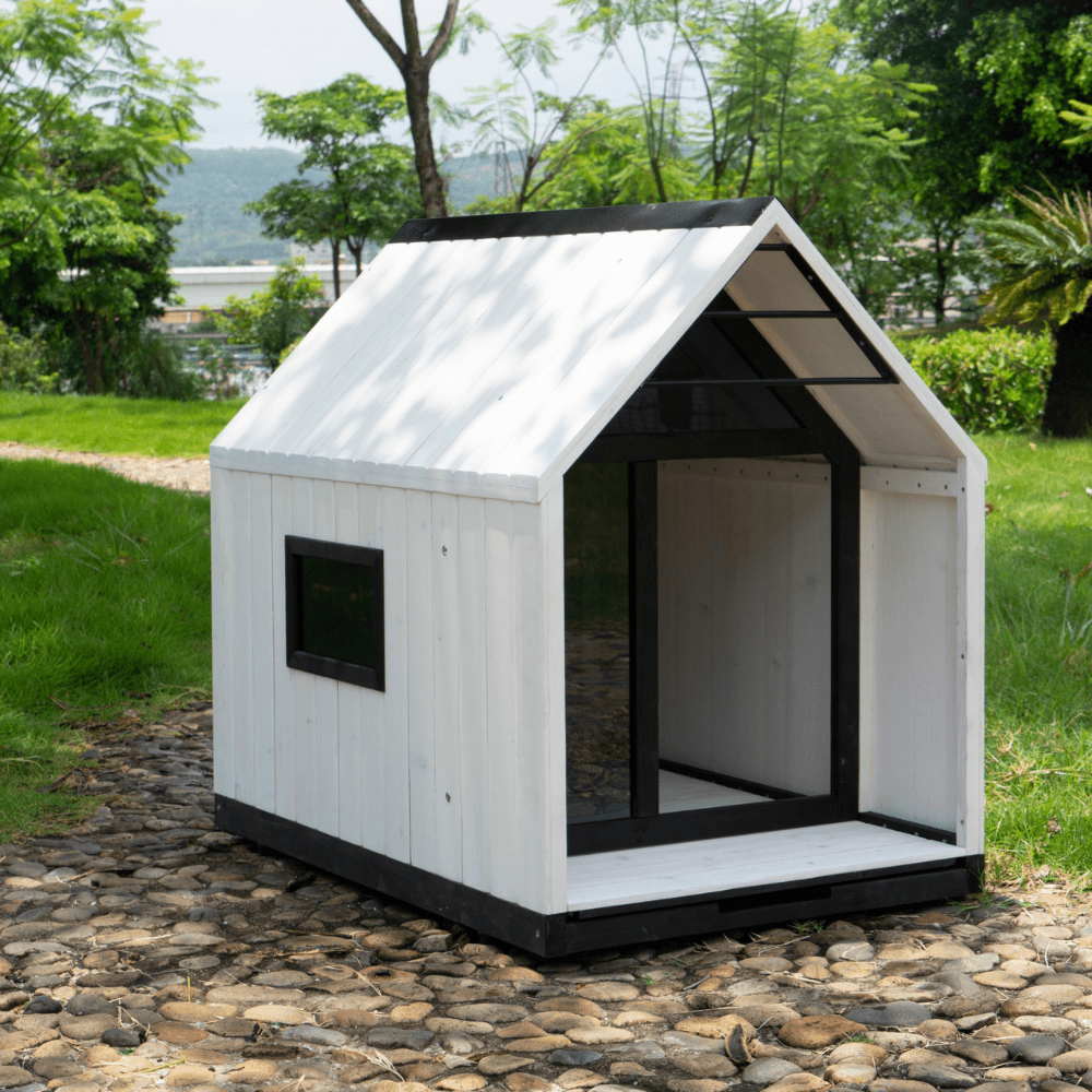 Nordic Modern White Dog House & Timber Kennel