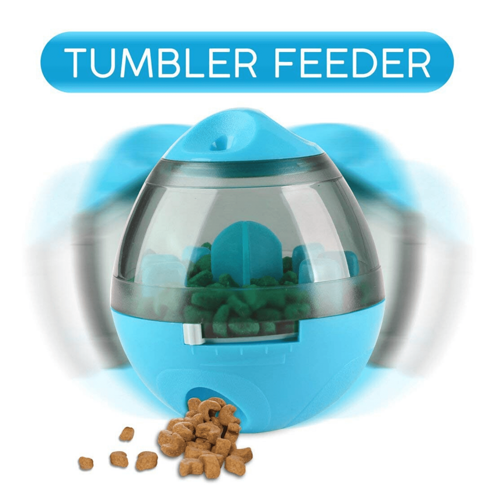 Modern Pets Dog Toy Dog Tumbler Feeder Toy w/ Bonus Snacks, Blue