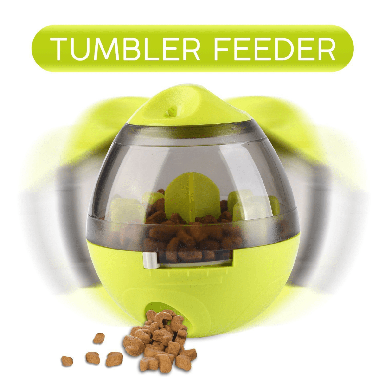 Modern Pets Dog Toy Dog Tumbler Feeder Toy w/ Bonus Snacks, Green