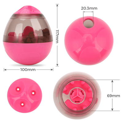 Modern Pets Dog Toy Dog Tumbler Feeder Toy w/ Bonus Snacks, Pink