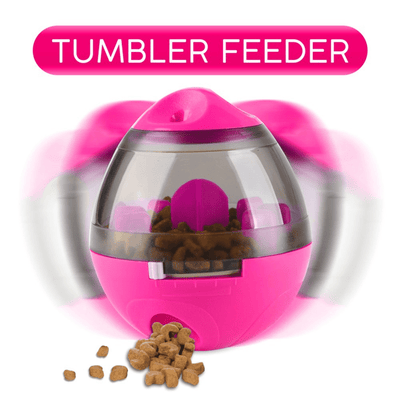 Modern Pets Dog Toy Dog Tumbler Feeder Toy w/ Bonus Snacks, Pink