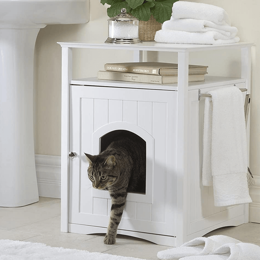 Modern Pets Litter Box Jasper 2 Cat Litter Cabinet, White
