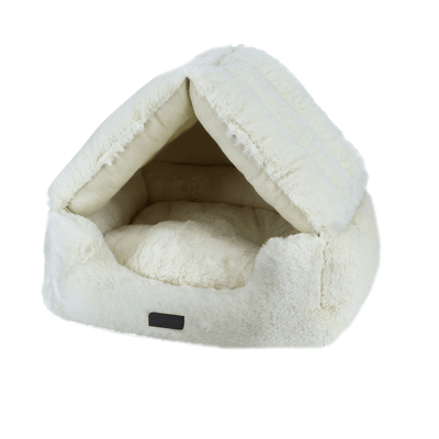 Modern Pets Pet Bed Calming Faux Fur Cat Chalet Bed