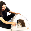 Modern Pets Pet Bed Cat Igloo Tree Print Pet Bed, Ivory White