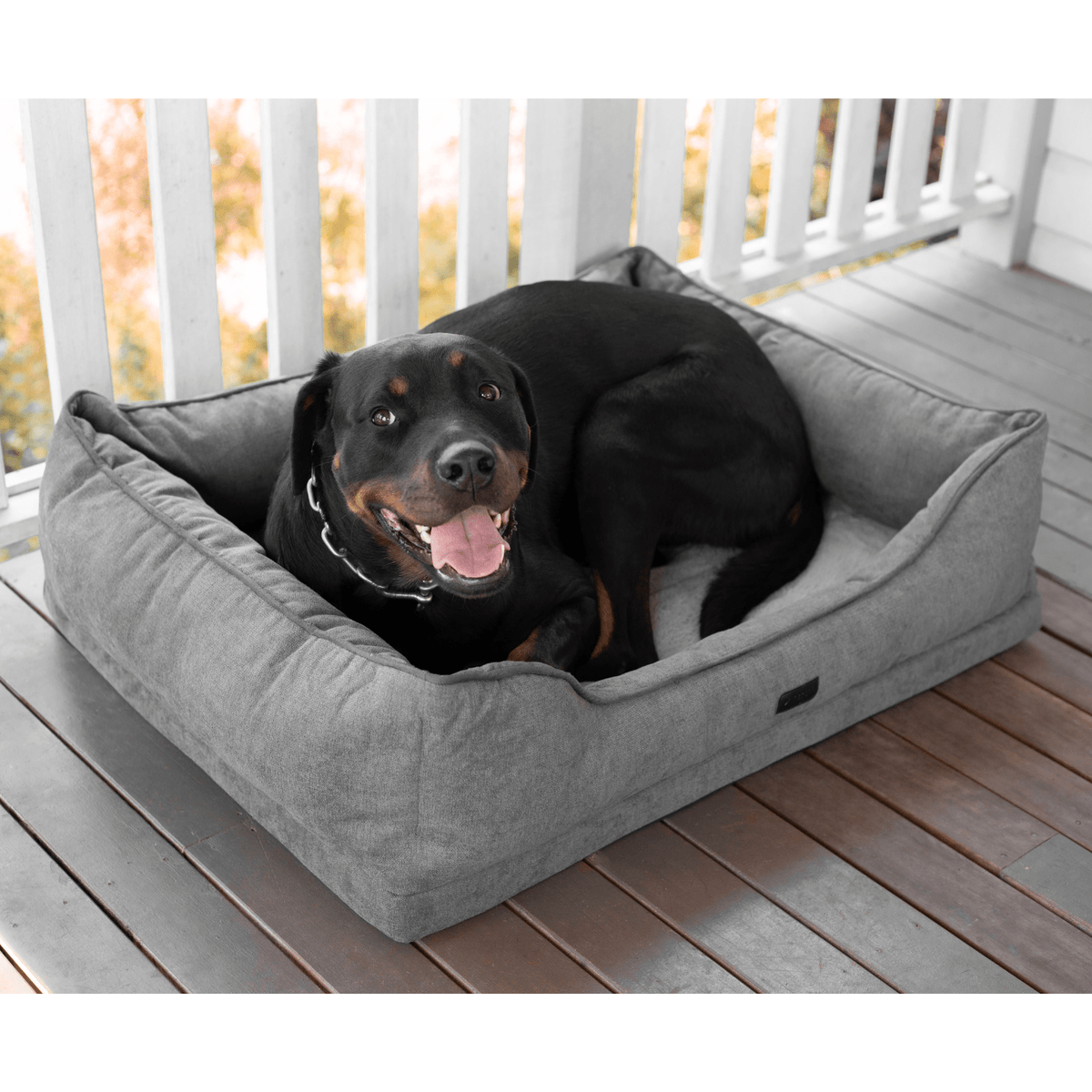Luxury Dog Bolster Bed Orthopedic, Storm Grey Modern Pets