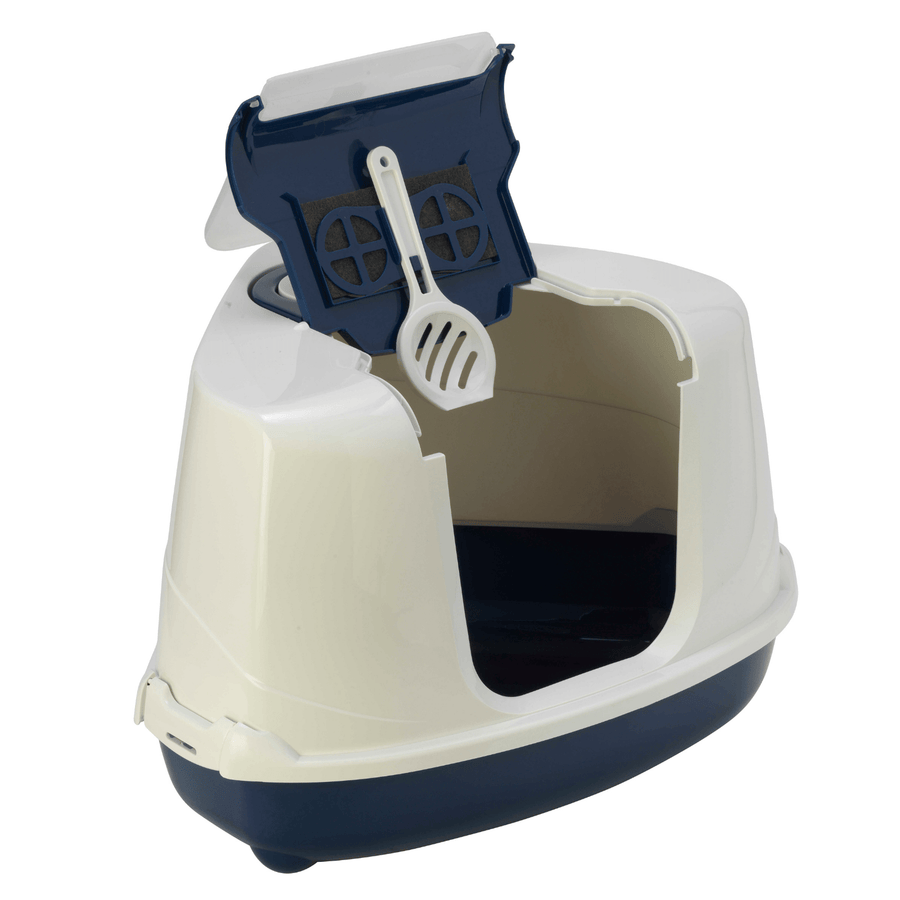 Moderna Litter Box Blue Berry Moderna Flip Cat Corner Enclosed Cat Litter Box, 3 Colours