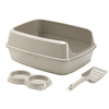 Moderna Litter Box Moderna KitCat Starter Set - Cat Litter Box, Double Bowl & Scoop, Warm Grey