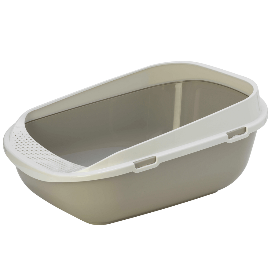 Moderna Litter Box Moderna Mega Step Cat Litter Tray, Open Cat Toilet, Warm Grey