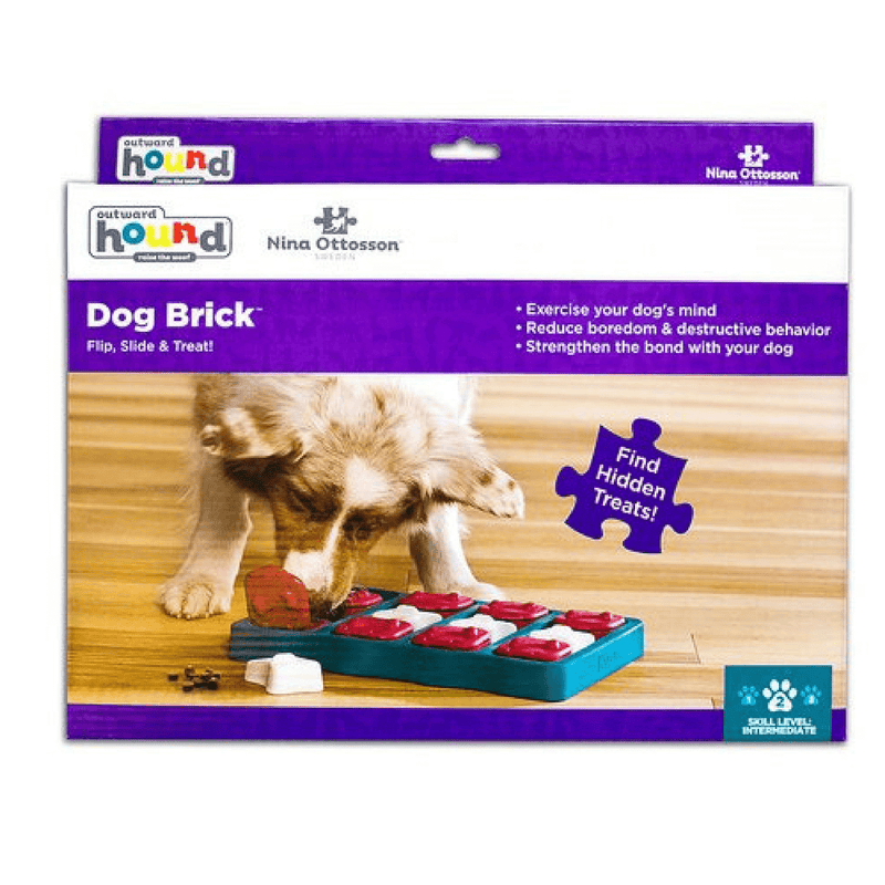 Outward Hound Dog Toy Nina Ottosson Dog Puzzle Toy Interactive Treat Dispenser, Dog Brick