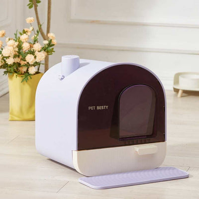 Petbesty Litter Box Arched Chimney House Enclosed Cat Litter Box